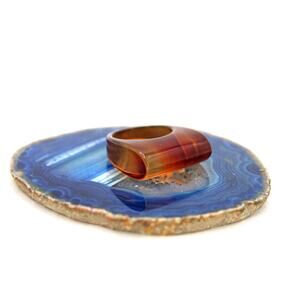 Brown Banded Lucite Ring